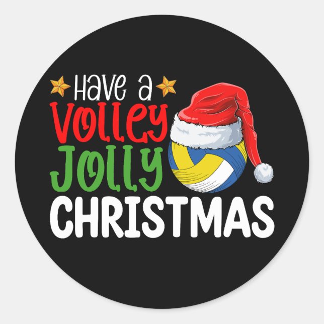 Haben Sie einen Volley Jolly Weihnachten Volleybal Runder Aufkleber (Vorderseite)