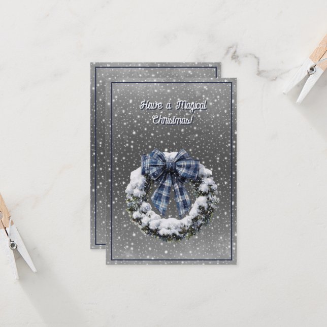 Haben Sie einen zauberhaften Weihnachtskranz Blue  Karte (Vorderseite/Rückseite Beispiel)
