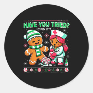 Haben Sie es mit Eiscreme probiert, Weihnachtsmann Runder Aufkleber
