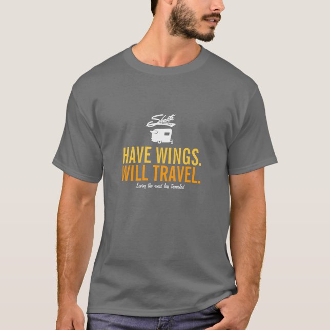 Haben Sie Flügel reist - Shasta Wohnwagenanhänger T-Shirt (Vorderseite)