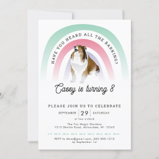 Haben Sie gehört, Regenbogen und Hund Geburtstag Einladung