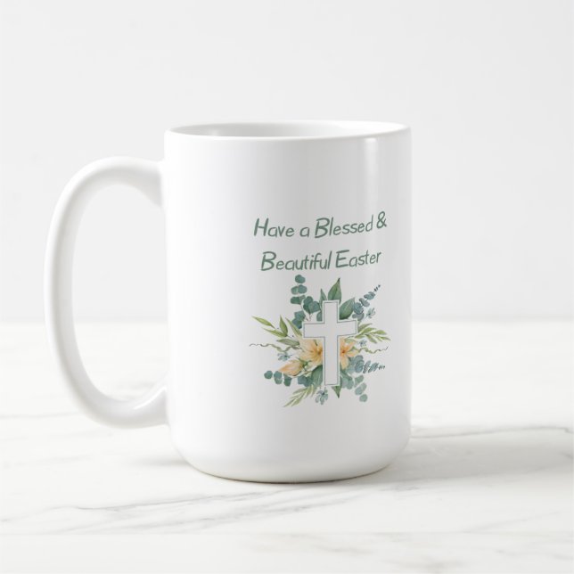 Haben Sie gesegnet und schönes Ostern auf einem Kaffeetasse (Links)