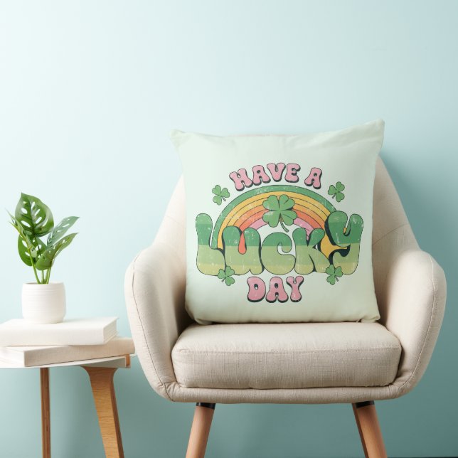 Haben Sie Glück Retro Typografie Kissen (Stuhl )