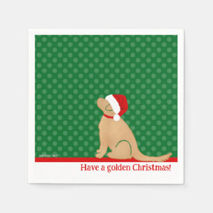 Haben Sie goldene Weihnachten Grüne Napkins Serviette