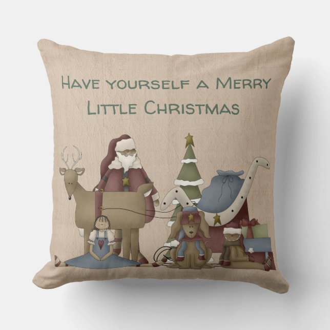 Haben Sie sich ein fröhliches kleines Weihnachtsfe Kissen (Vorderseite)