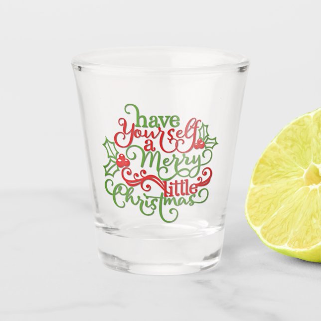 Haben Sie sich ein fröhliches kleines Weihnachtsfe Schnapsglas (Vorderseite)