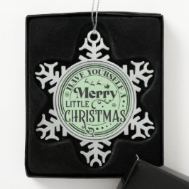Haben Sie sich ein fröhliches kleines Weihnachtsfe Schneeflocken Zinn-Ornament