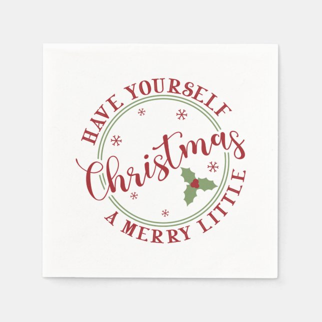 Haben Sie sich ein fröhliches kleines Weihnachtsfe Serviette (Vorderseite)