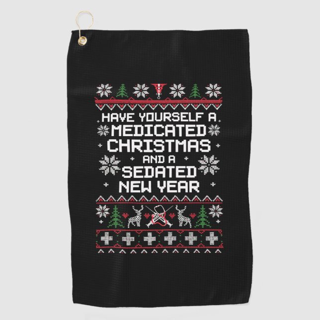 Haben Sie sich ein gepflegtes Weihnachten und eine Golfhandtuch (Vorderseite)