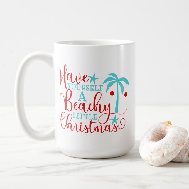 Haben Sie sich ein kleines Weihnachtsfest am Stran Kaffeetasse (Mit Donut)