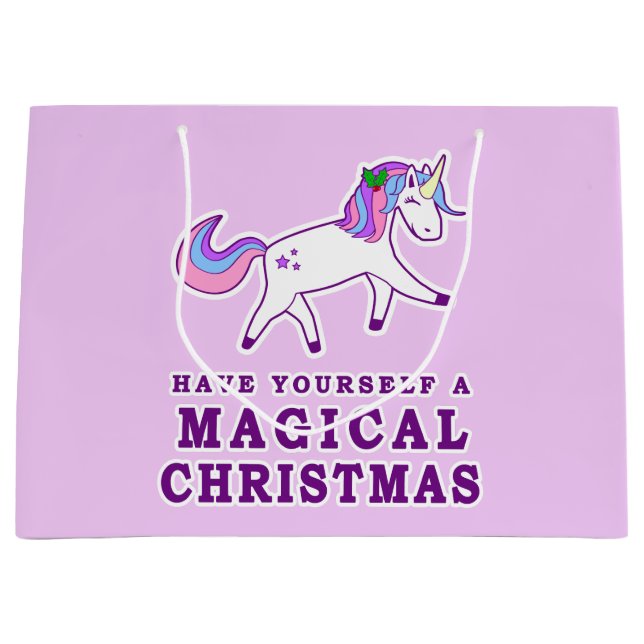 Haben Sie sich ein magisches WeihnachtsEinhorn Große Geschenktüte (Vorderseite)
