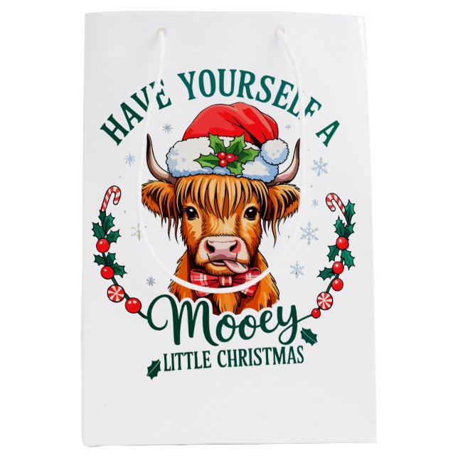 Haben Sie sich eine lustige kleine Weihnachtskuh N Mittlere Geschenktüte (Vorderseite)