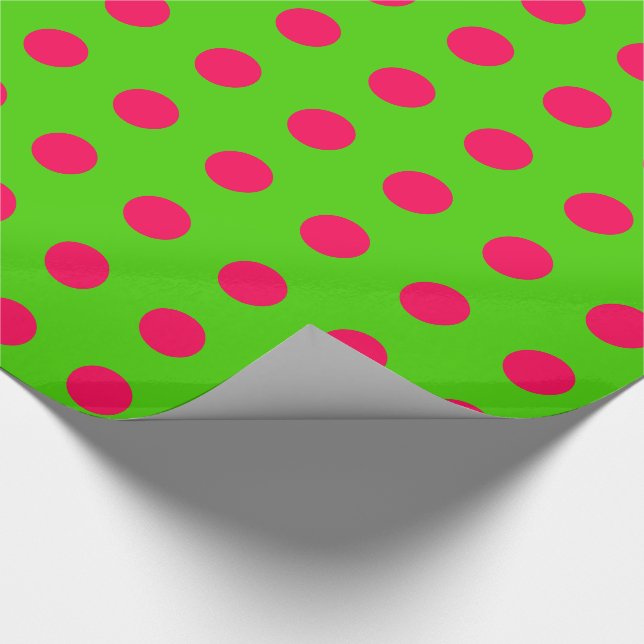 Haben Sie Spaß-Weihnachtsrosa-Tupfen auf Grün Geschenkpapier (Ecke)