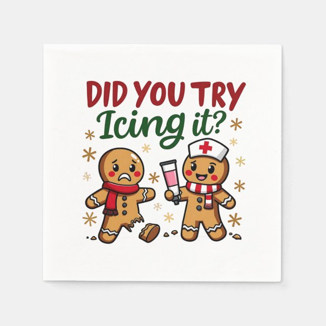 Haben Sie versucht, es lustig Gingerbrot nähren Serviette (Vorderseite)