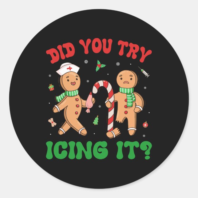 Haben Sie versucht, es Retro Weihnachtsbrot N Runder Aufkleber (Vorderseite)