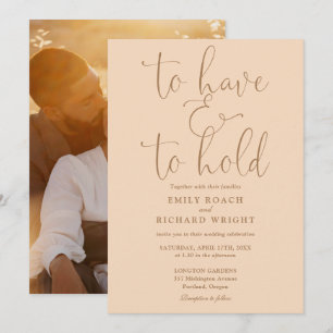 Haben und Halten Foto Soft Peach Hochzeit Einladung