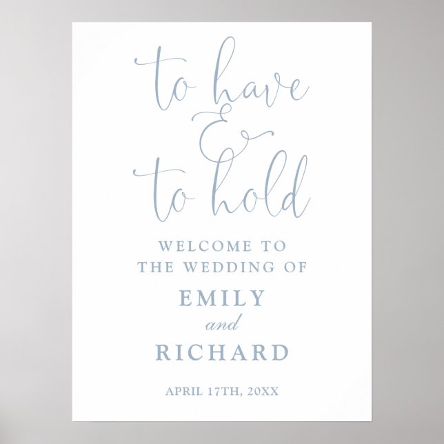 Haben und halten Sie trosty Blue Wedding Willkomme Poster (Vorne)