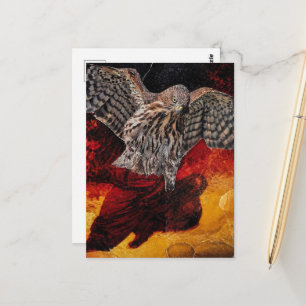 Habicht tanzt in einer roten Kleid Fantasie-Collag Postkarte