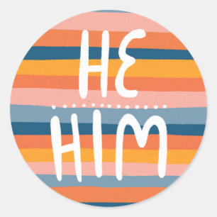 HABM/HABM Pronouns Stripes Handschrift Blatt Runder Aufkleber