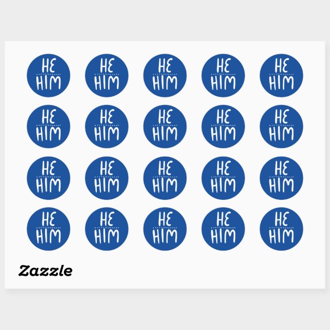 HABM Pronouns Blue Handletbook Set of Runder Aufkleber (Blatt)