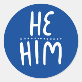HABM Pronouns Blue Handletbook Set of Runder Aufkleber