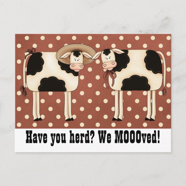 Habt ihr Herd? Wir haben uns bewegt! Niedliches CO Postkarte (Vorderseite)
