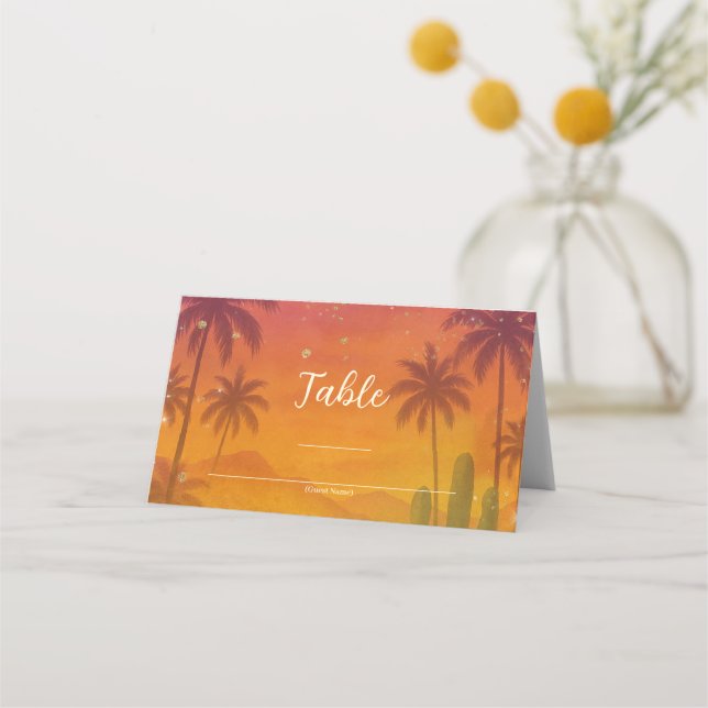 Hacienda Sunset Vibrant Fiesta Quinceañera Platzkarte (Vorderseite)