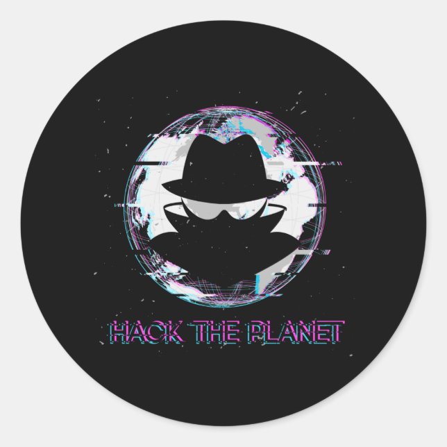 Hack the Planet Runder Aufkleber (Vorderseite)