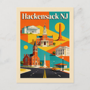 Hackensack NJ Retro Whimsical bleibt gleich, da es Postkarte