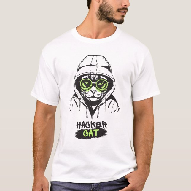 Hacker Cat | Cool, Tech-Savvy T-Shirt (Vorderseite)