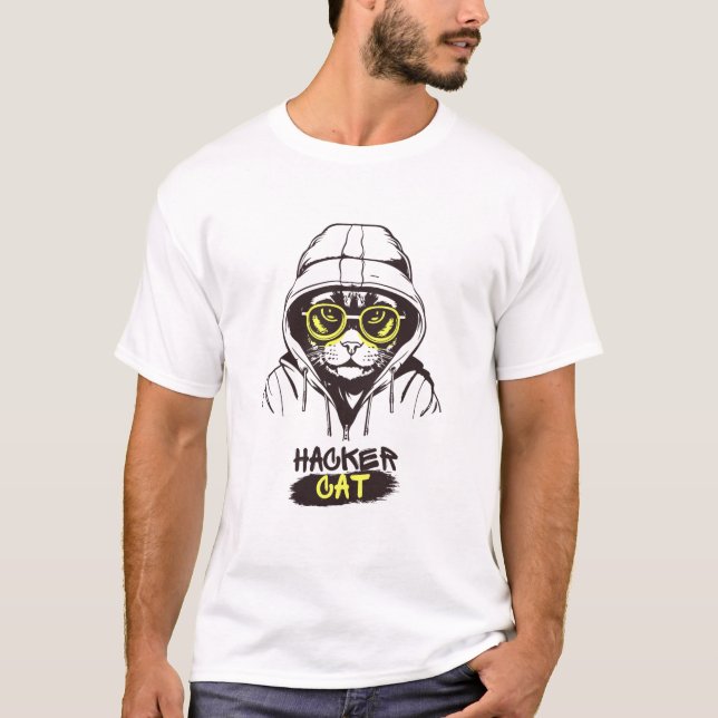 Hacker Cat T - Shirt (Vorderseite)