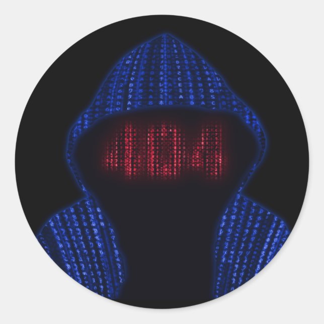 Hacker Hoodie Binary 404 Error Face Runder Aufkleber (Vorderseite)