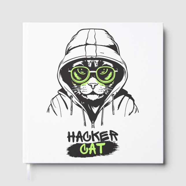 Hacker-Katze-Cyber-Gamer-Coder-Lustige-Tech Gästebuch (Vorderseite)