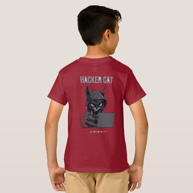 Hacker Katze T-Shirt (Schwarz voll)