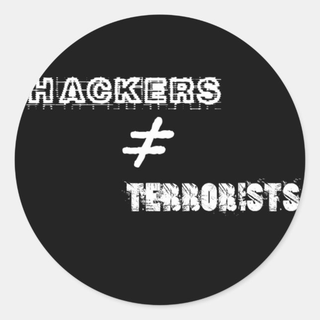 Hacker sind Terroristen nicht gleich Runder Aufkleber (Vorderseite)