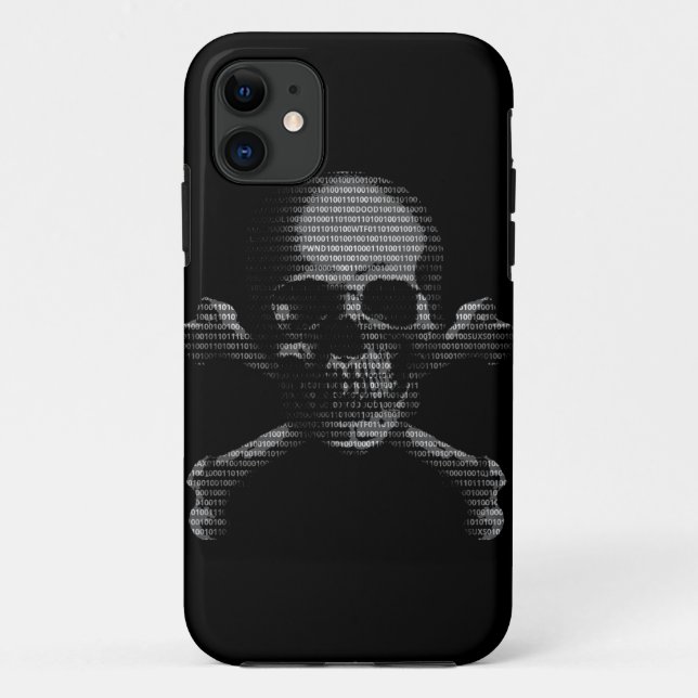 Hacker-Totenkopf mit gekreuzter Knochen Case-Mate iPhone Hülle (Rückseite)