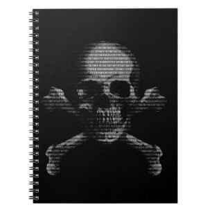 Hacker-Totenkopf mit gekreuzter Knochen Notizblock
