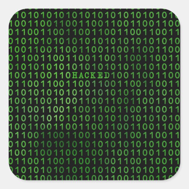 HACKIERTER Computercode Quadratischer Aufkleber (Vorderseite)