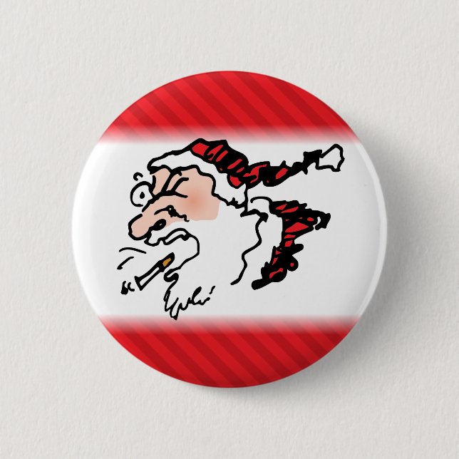 Hackin Santa Funny Cartoon Button (Vorderseite)