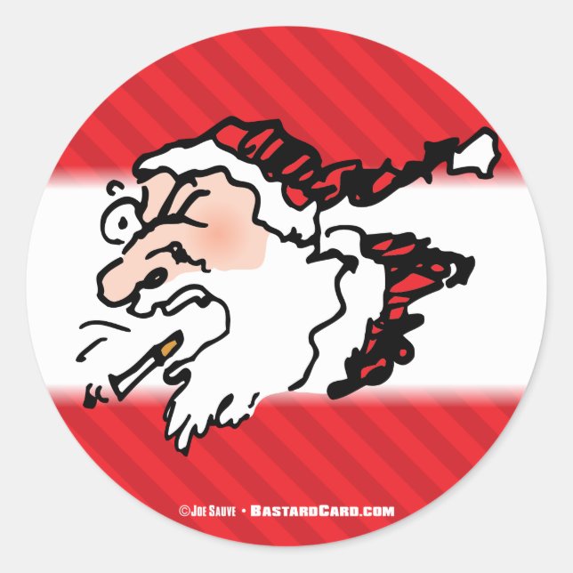Hackin Santa Funny Cartoon Runder Aufkleber (Vorderseite)