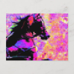 Hackney in Harness Glitch Art Postkarte
