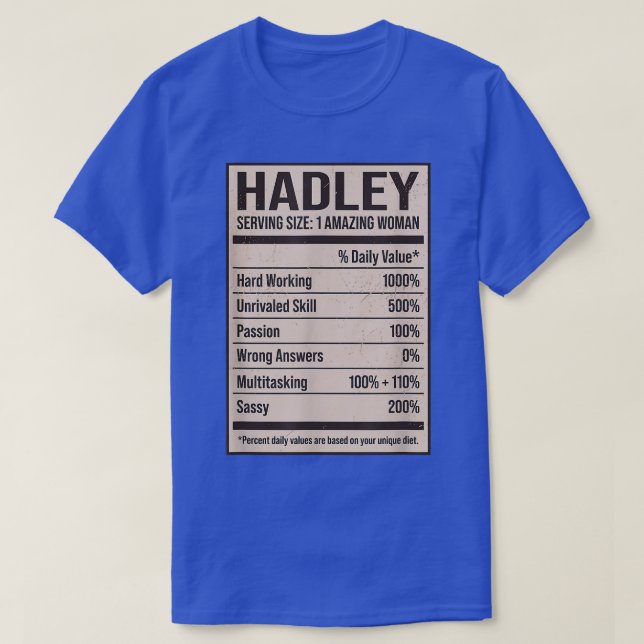 Hadley Nutrition Fakten Name Nickname Alias Titel  T-Shirt (Design vorne)
