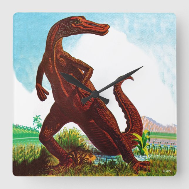 Hadrosaurus Dinosaur Quadratische Wanduhr (Vorderseite)