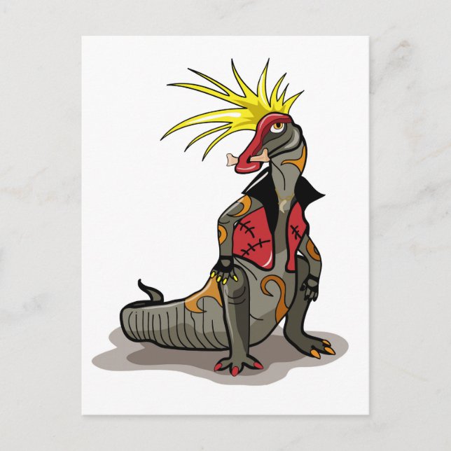 Hadrosaurus Dinosaurier verkleidete sich als Punk. Postkarte (Vorderseite)