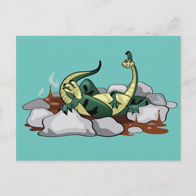 Hadrosaurus Entspannen in einem Whirlpool. Postkarte (Vorderseite)