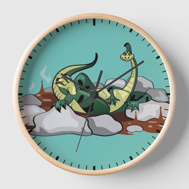 Hadrosaurus Entspannen in einem Whirlpool. Uhr (Vorderseite)