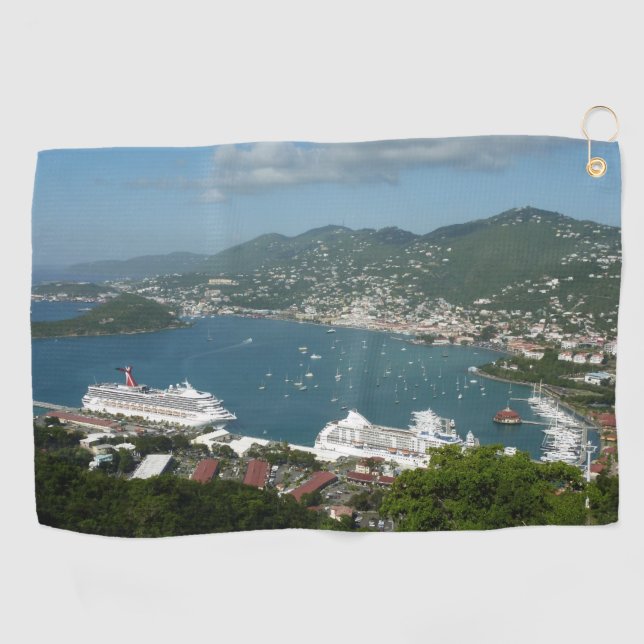 Hafen auf den St. Thomas-Inseln der US-Jungfrau Golfhandtuch (Horizontal)