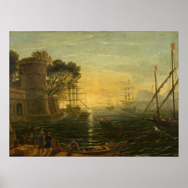 Hafen bei Sunset - Claude Lorrain Kunst und Kultur Poster (Vorne)