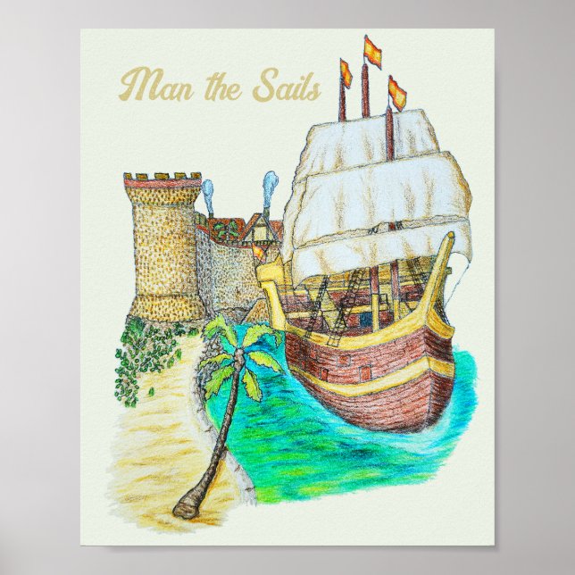 Hafen Galleon Poster (Vorne)
