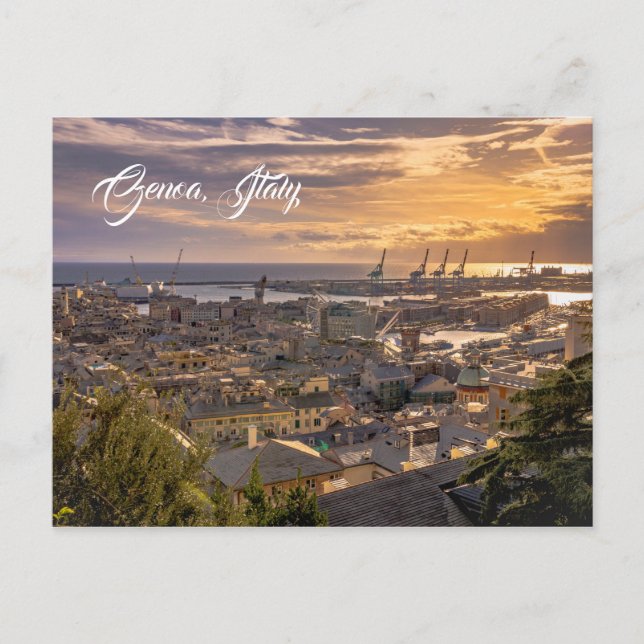 Hafen Genua, Italien. Postkarte (Vorderseite)